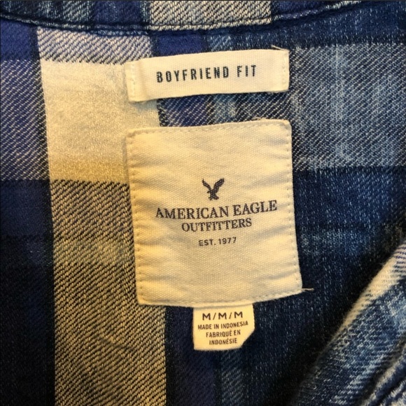 American Eagle blue plaid button up shirt - Picture 4 of 5